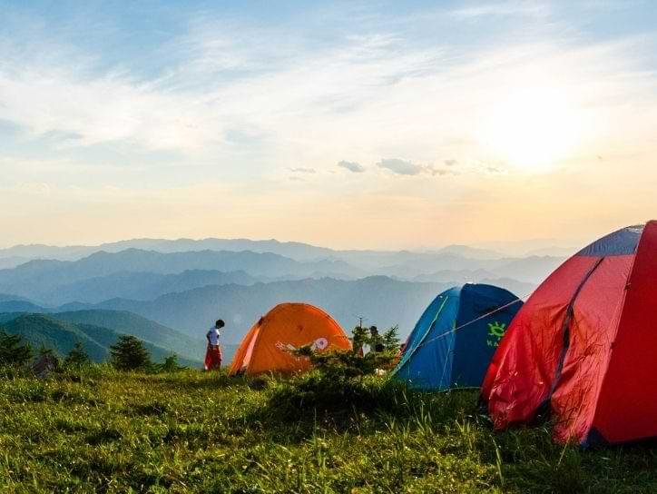 Summer camping in the mountains